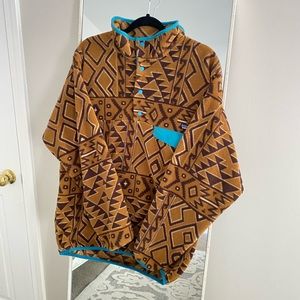Patagonia Synchilla Snap-T Tan Brown Teal Tribal Aztec Fleece Pullover